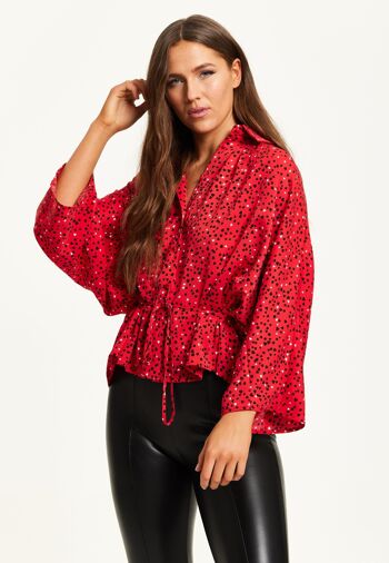 Chemise à imprimé cœur Liquorish avec manches longues et taille nouée 4