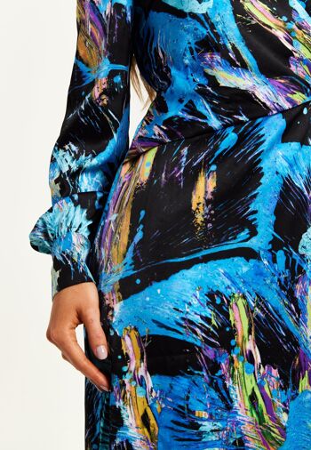 Maxi robe portefeuille à imprimé abstrait multicolore Liquorish avec manches longues 7