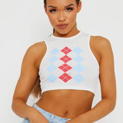 Geripptes Crop-Top mit Argyle-Print