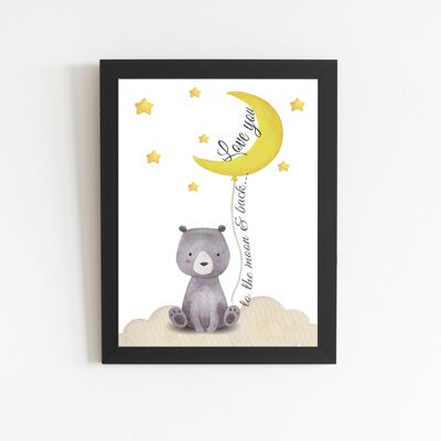 Poster "Luna gialla" cornice nera, formato A4