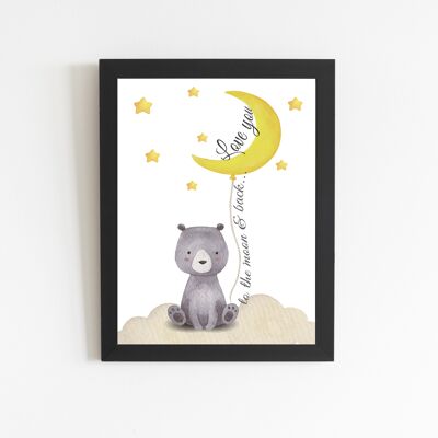 Poster "Yellow moon" black frame, A4 format