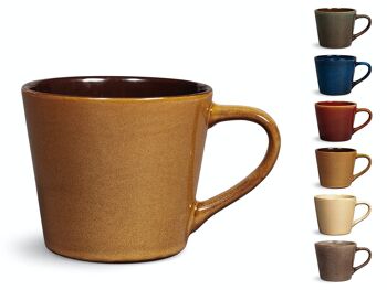 Tasse jumbo en grès Tierra sans soucoupe couleurs assorties cc 460. 1