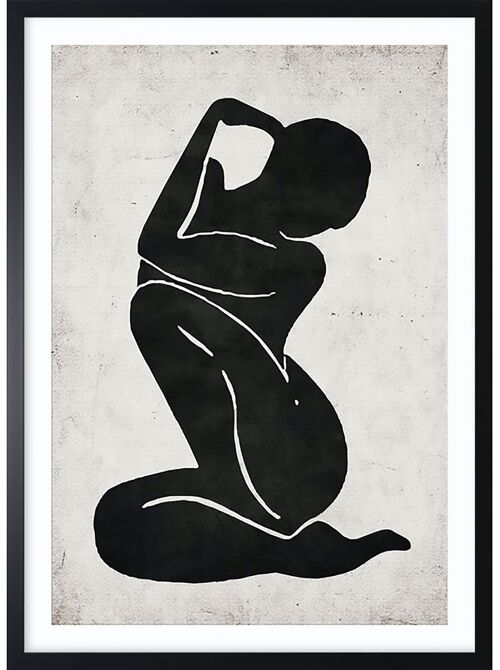 Wandbild Grafik Akt weiblich Bild mit Rahmen schwarz 60 x 90 cm
