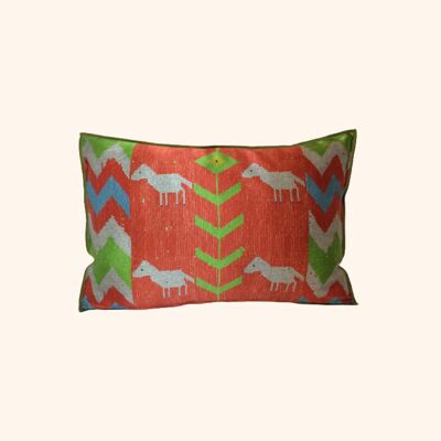 Dhay Cushion - Terracotta & True Green