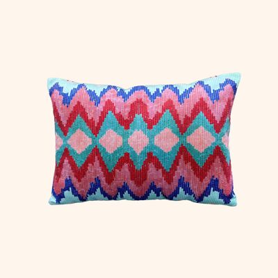 Coussin Eemerre - turquoise, rouge, rose et bleu