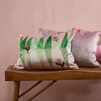 Coussin Jowi - verts & rose rincé 2