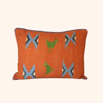 Coussin Sapowaydhay - Orange, Ciel & Vrai Vert 1