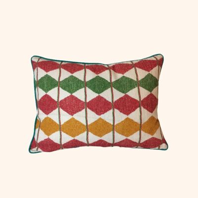 Coussin Sapowaydidi - Rouge, Moutarde, Vert