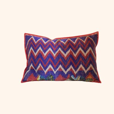 Tati Cushion - Blue, Red & Ivory