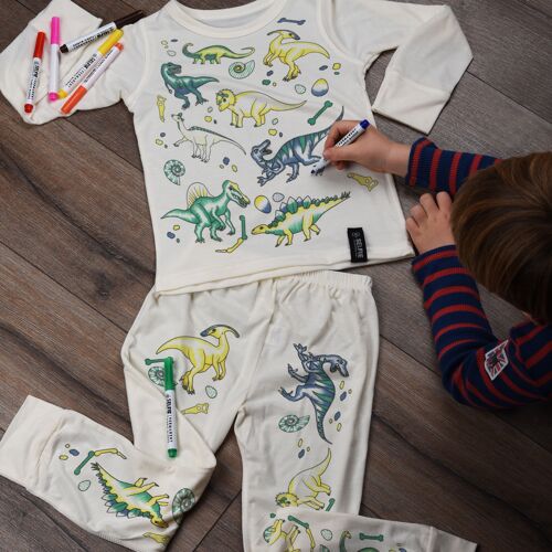 Dinosaur Classic Design Colour In Pyjamas with Fabric Pens