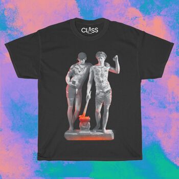 GEMINI - T-shirt gay graphique en noir et blanc, cadeau de signe du zodiaque, vêtements queer unisexes, couple gay, tee-shirt d'astrologie, né en juin 1