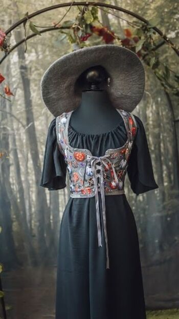 Haut d'Halloween corsage Renaissance, gilet corset style sorcière corset citrouille, gothique régence Wench, ren fair 6