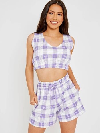 Ensemble crop top et short à carreaux polaire 1