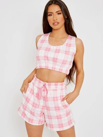 Ensemble crop top et short à carreaux polaire 4