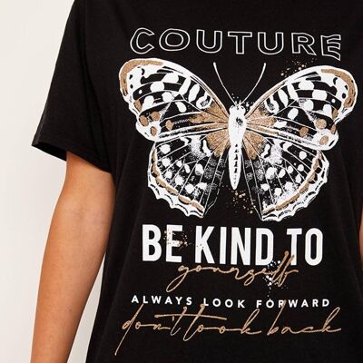 Couture-Schmetterlings-Grafik bedrucktes T-Shirt