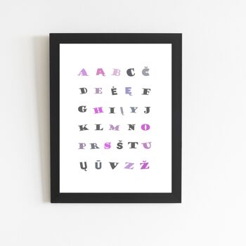 Affiche pédagogique "Alphabet" cadre noir, format A4 1