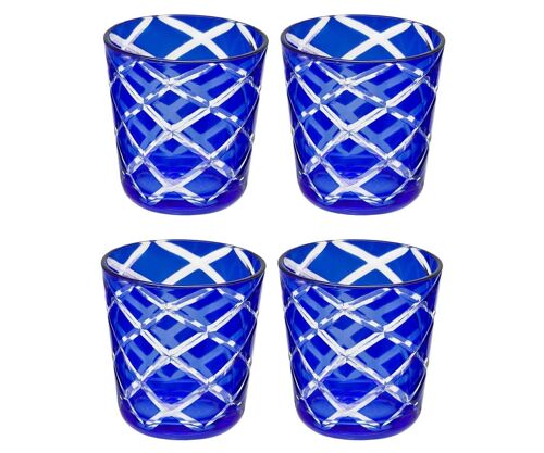 4er Set Kristallgläser Dio (Höhe 8 cm, 0,14 L), blau, handgeschliffenes Glas, Höhe 8 cm