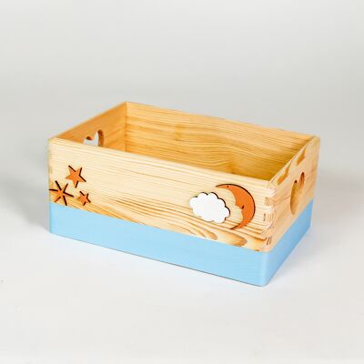 Caja de almacenamiento decorada, azul claro