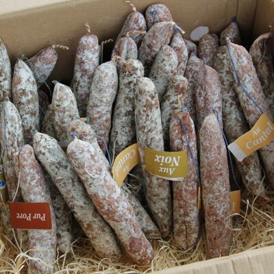 Box Starter - 33 dry sausages (pure pork, Cantal cheese and walnuts)