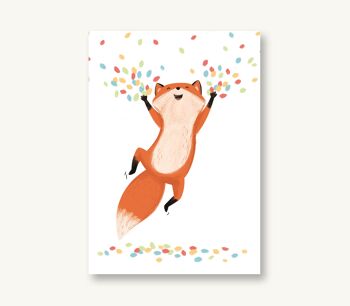 Carte postale confetti renard