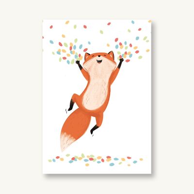 Postcard confetti fox