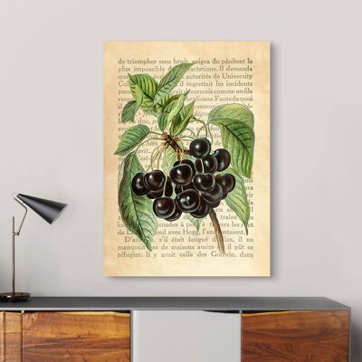 Modern botanical painting, print on canvas: Remy Dellal, Cherries