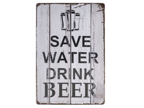 Save water drink beer metalen bord 20x30cm
