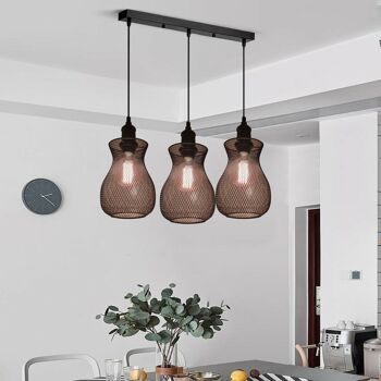 Industrielle Moderne Vintage Triple Plafond Luminaires Suspendus Raccords Cluster Lustre Abat-Jour ~ 2371 2