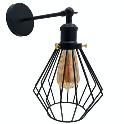 Lámpara de pared moderna, lámpara de pared de jaula de pájaros de hierro industrial retro, aplique ajustable ~ 2695