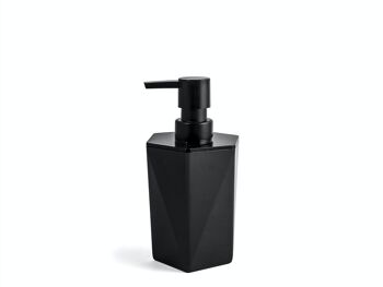 Distributeur de savon en plastique noir forme hexagonale 17 cm. 1