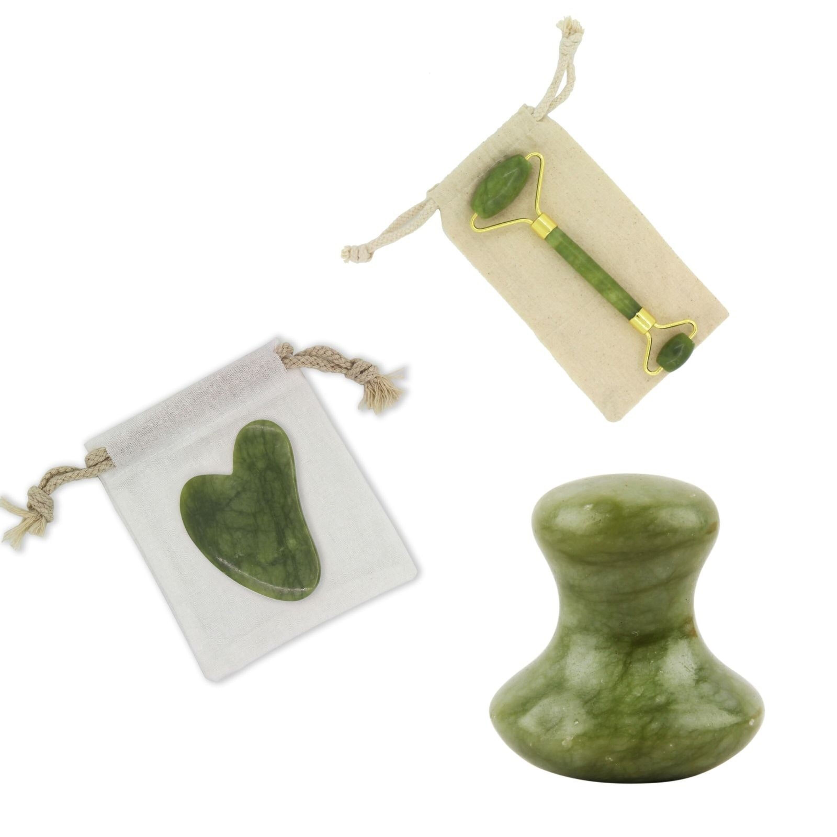Buy wholesale Lot Guasha, Mushroom and Roller Stone Jade green facial  massage