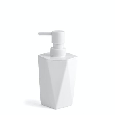 Dispensador de jabón en plástico blanco forma hexagonal 17 cm