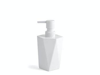 Distributeur de savon en plastique blanc forme hexagonale 17 cm 2