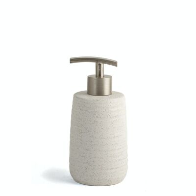 Dispensador de jabón de cerámica a rayas color arena cm 16,5