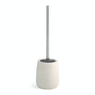 Porte-brosse WC en céramique rayée et acier inoxydable gris cm 40.