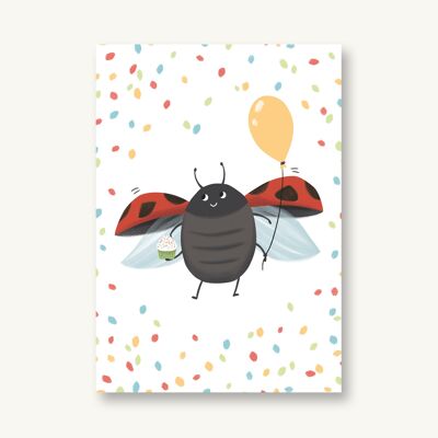 Carte postale confettis coccinelle