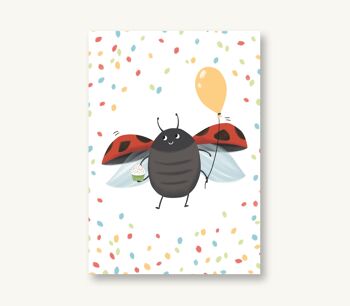 Carte postale confettis coccinelle