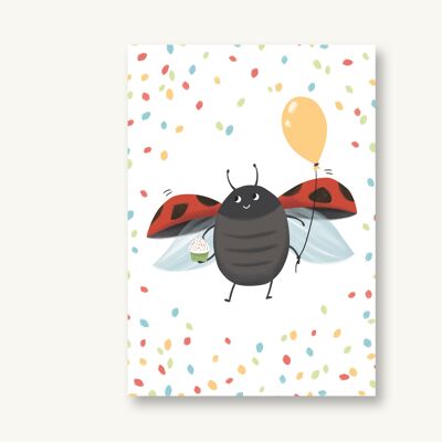 Postcard confetti ladybug