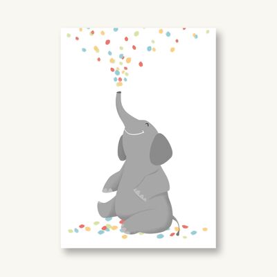 Elefante de confeti de postal