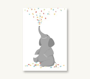 Carte postale confettis éléphant