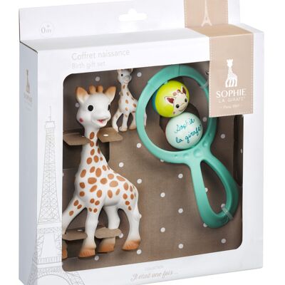 Coffret cadeau Sophie la Girafe (comprend Sophie la girafe + hochet balançoire + porte-clés Sophie Hévéa)