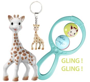 Coffret cadeau Sophie la Girafe (comprend Sophie la girafe + hochet balançoire + porte-clés Sophie Hévéa) 2