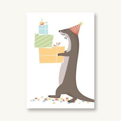 Postkarte Konfetti Otter