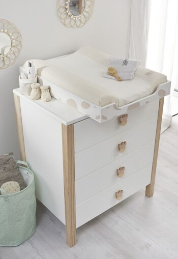 Commode 4 tiroirs Sophie la girafe avec frein 1