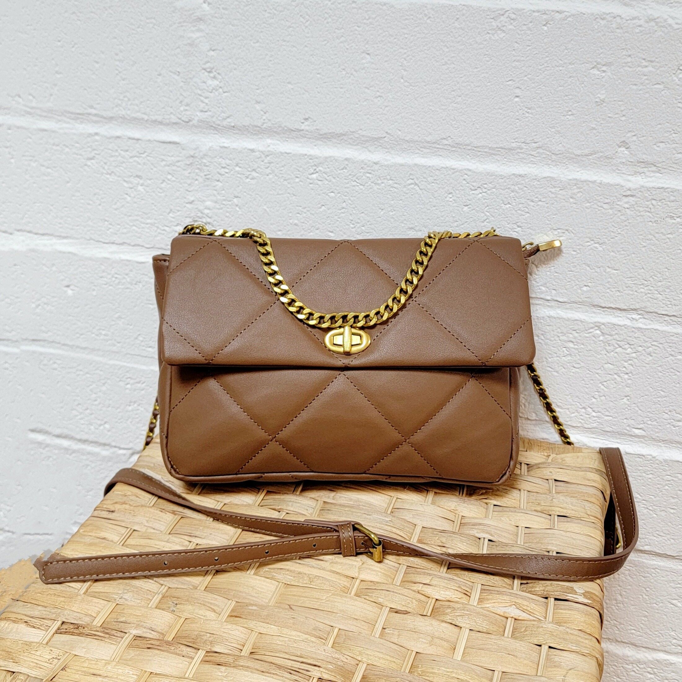 Buy wholesale Bronze Hardware Quilted cross body bag, metal