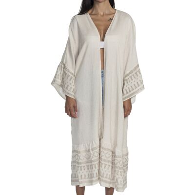 Caftan Belda %70 Algodon %30 Lino sin Flecos Natural - Beige Standard