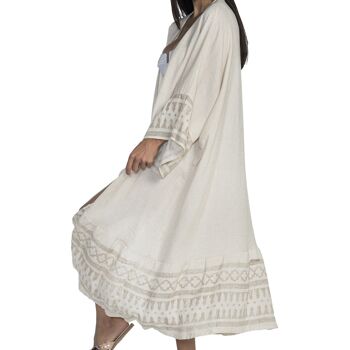 Caftan Belda %70 Coton %30 Lin sans Franges Naturel - Beige Standard 4