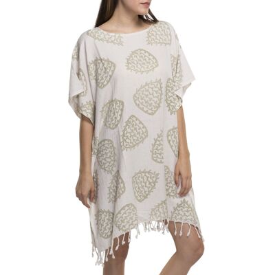 Tunic Bereket %70 Cotton %30 Linen w. Fringes Natural - Beige