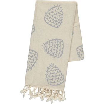 Peshtemal Bereket %70 Coton %30 Lin 90 x 170 cm à Franges Naturel - Beige