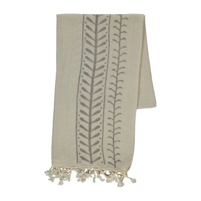 Peshtemal Gazel Beach Bath Towel Handprinted 70% Cotton 30%Linen 90 x 170 cm Natural - Beige